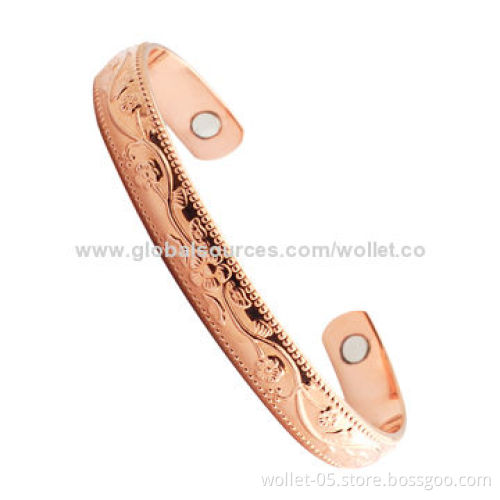 2014 new product Chinese wind plum pattern copper bangles with health magnet